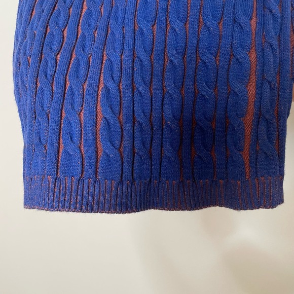 NWT L’AGENCE Women’s Ciela Midi Cable Knit Sweater Turtle Neck Blue Rust Size XS - Picture 7 of 9